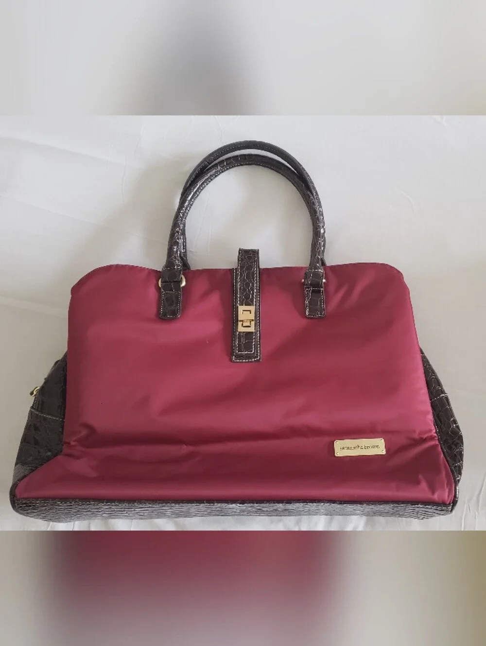 Samantha Brown Burgundy Overnight CarryAll Weekender Laptop Travel Bag Excellent - Picture 1 of 16